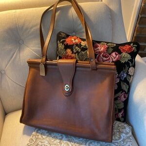 Brown Coach Barclay Tote Briefcase Carryall Leather Vintage E7C-9096 for sale